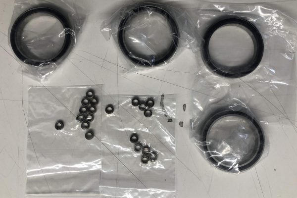 Each gearbox requires two larger and several smaller diameter bearings. Not pictured are the Camshaft bearings.