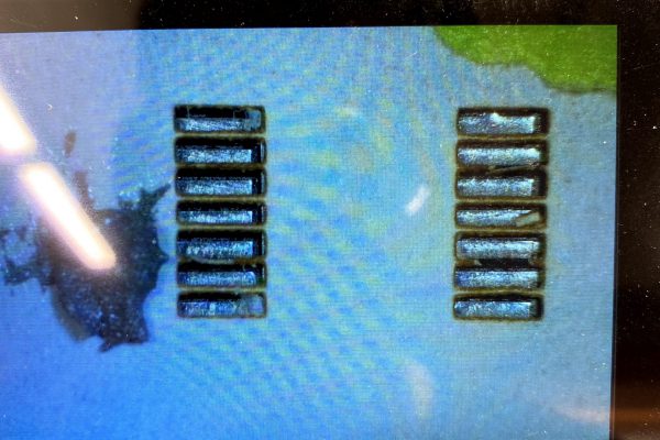 Zoom provided by PCB microscope. Applied gently from left to right.